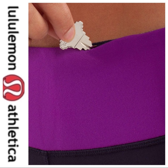 💕SALE💕 Lululemon Crop & Gather Black Purple Band - Picture 4 of 8